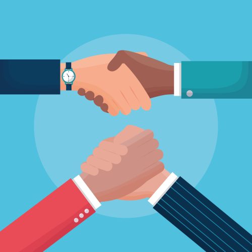flat design diversity people business handshake vector illustration